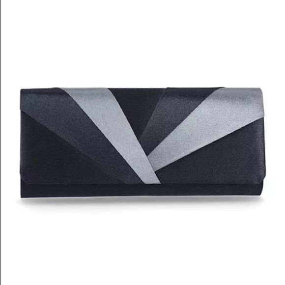 NWT Giani BerniniSatin Matinee Flap Clutch navy - Picture 1 of 4